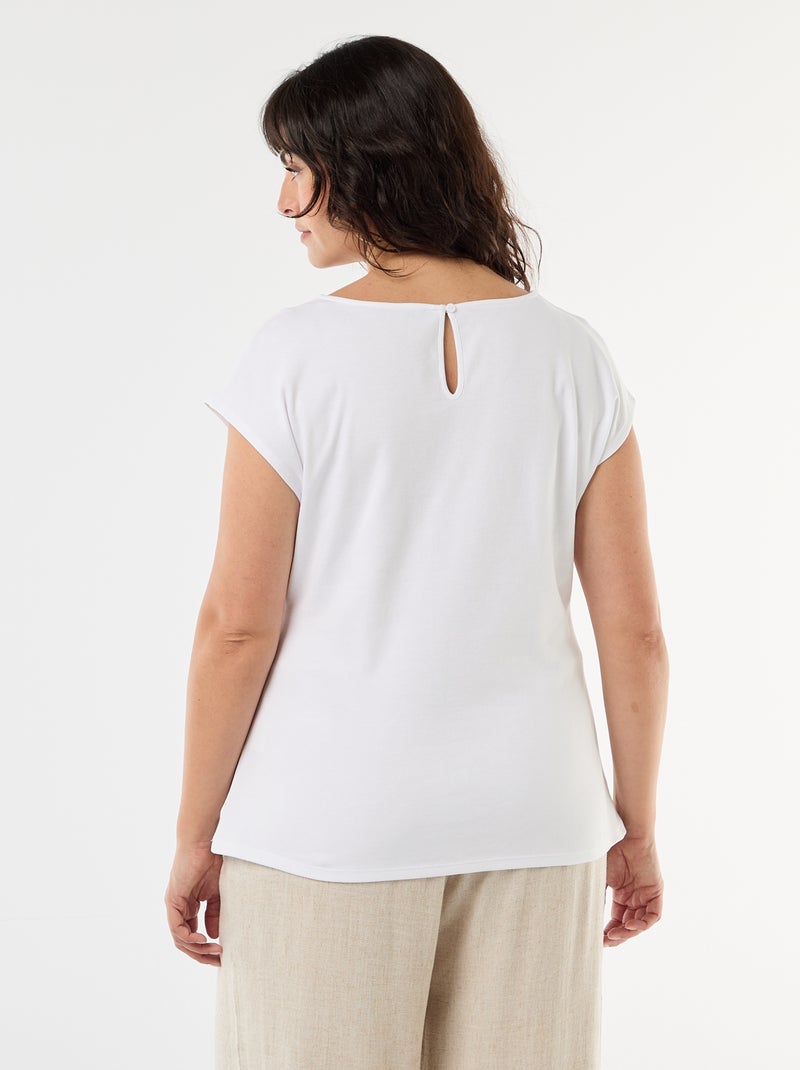 Camiseta drapeada con joya dorada Blanco - Kiabi