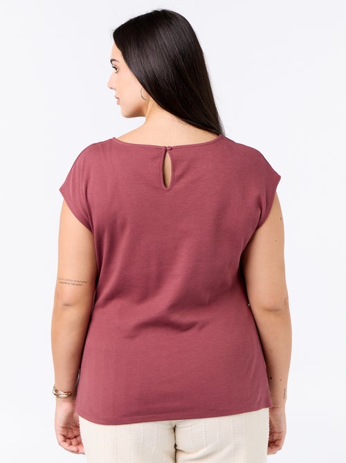 Camiseta drapeada con joya dorada - Kiabi