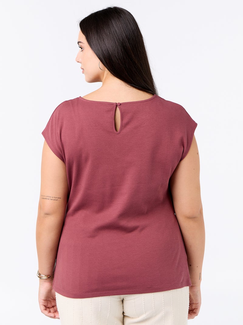 Camiseta drapeada con joya dorada Rosa - Kiabi