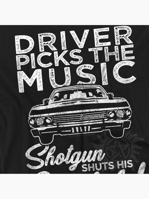 Camiseta driver picks the music para adultos unisex - supernatural - Kiabi