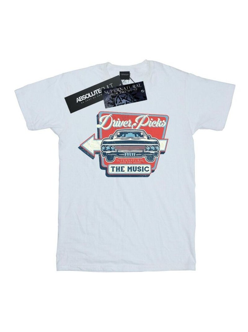 Camiseta driver picks the music para hombre - supernatural Blanco - Kiabi