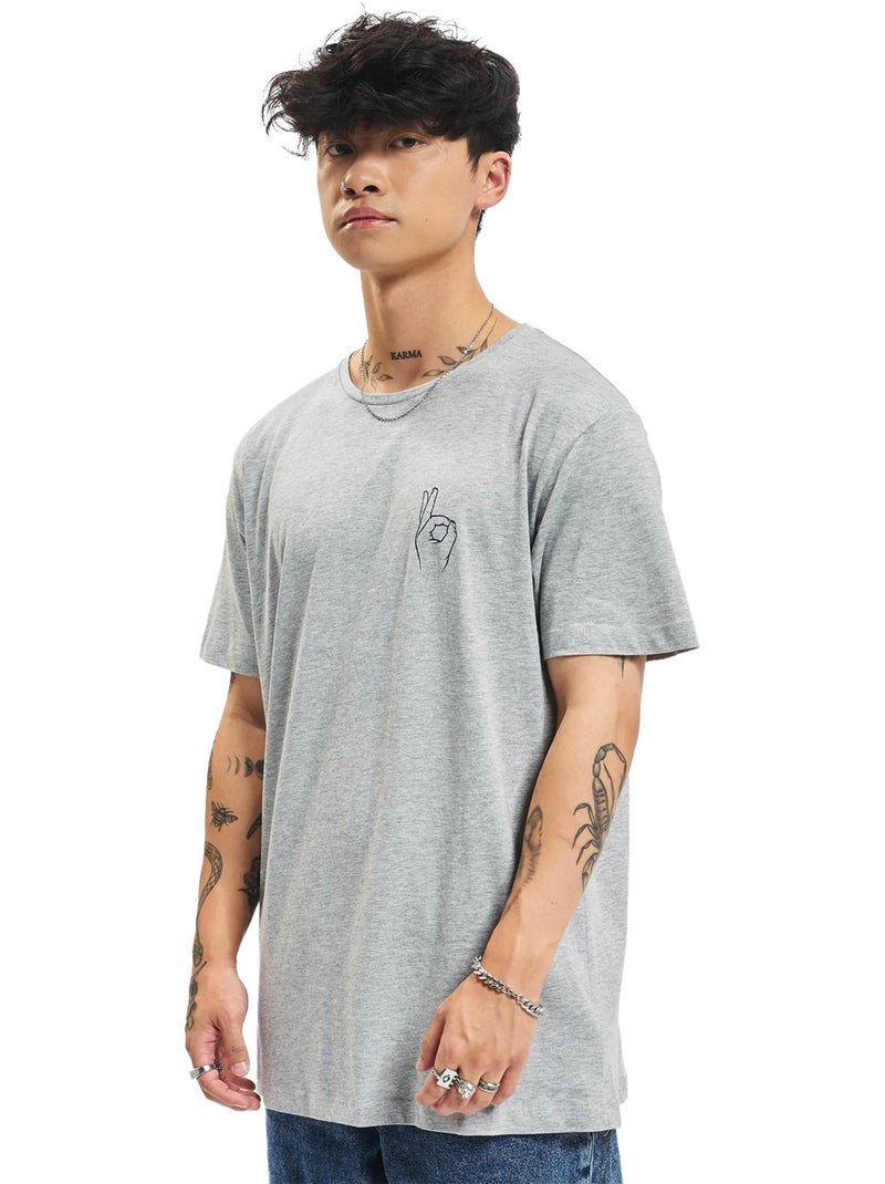 Camiseta easy sign para hombre - mister tee Gris jaspeado - Kiabi