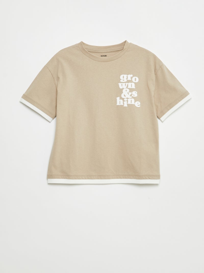 Camiseta efecto 2 en 1 beige - Kiabi