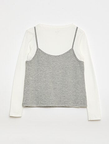 Camiseta efecto 2 en 1 con camiseta de tirantes