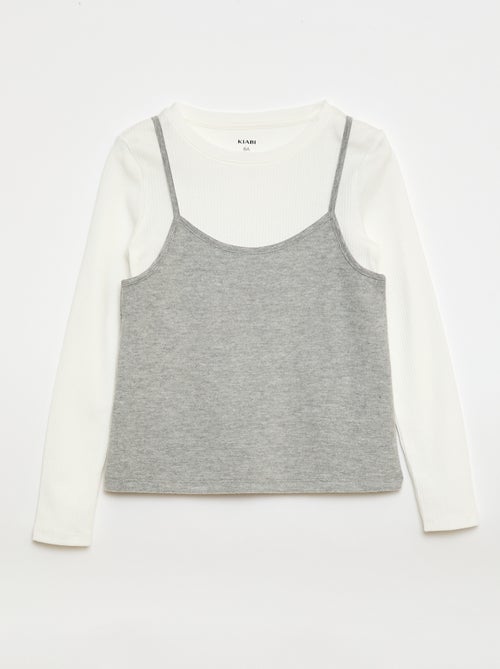 Camiseta efecto 2 en 1 con camiseta de tirantes - Kiabi