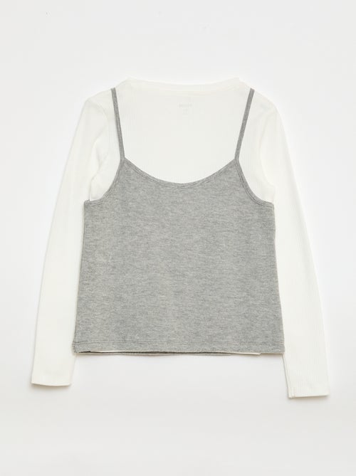 Camiseta efecto 2 en 1 con camiseta de tirantes - Kiabi