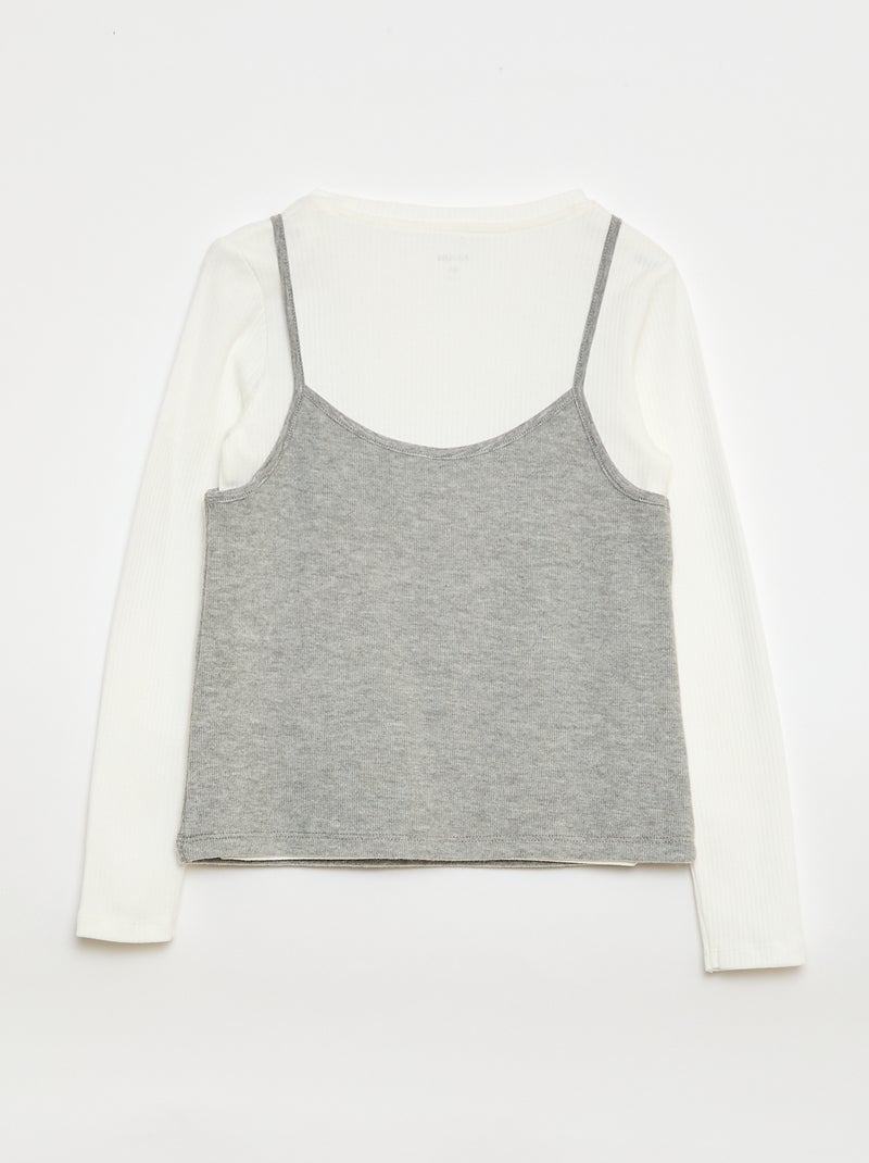 Camiseta efecto 2 en 1 con camiseta de tirantes Blanco - Kiabi