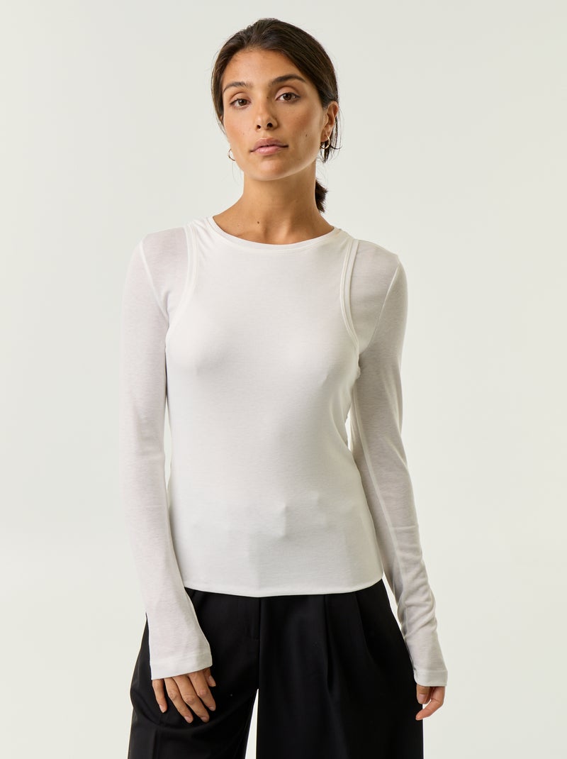 Camiseta efecto 2 en 1 con camiseta de tirantes Blanco - Kiabi