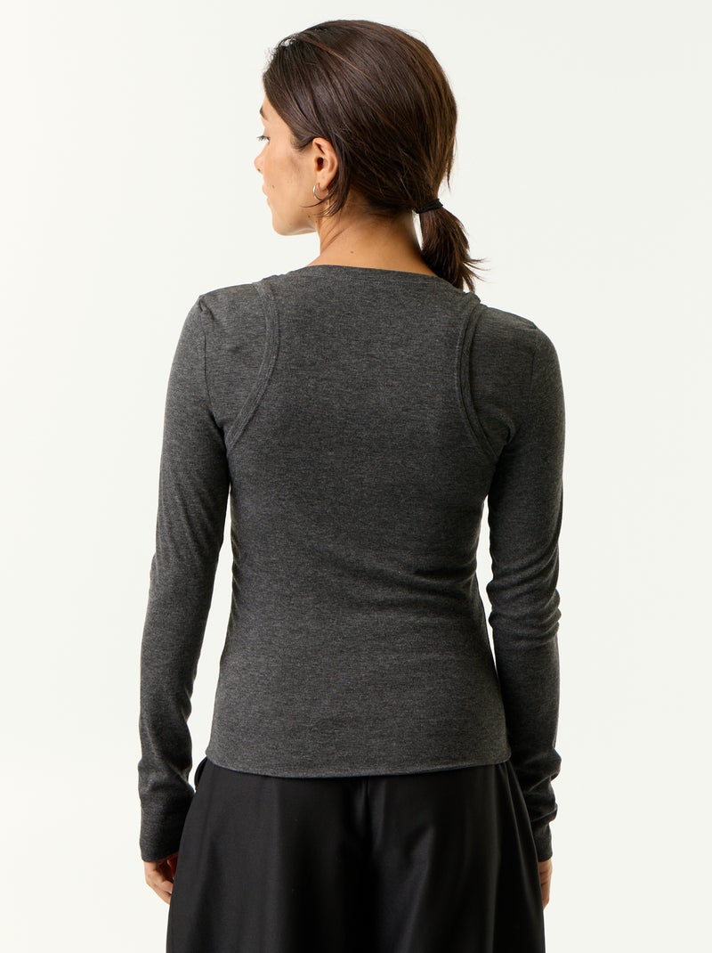 Camiseta efecto 2 en 1 con camiseta de tirantes Gris - Kiabi