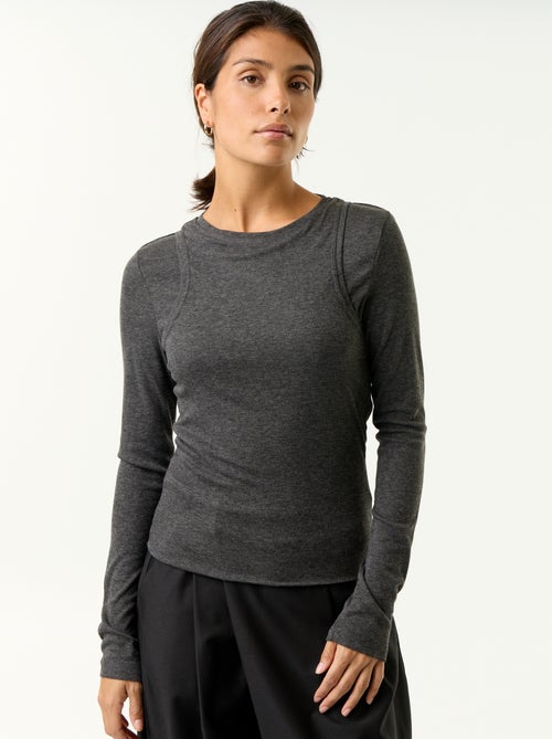 Camiseta efecto 2 en 1 con camiseta de tirantes - Kiabi