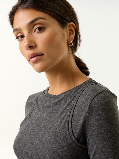 Camiseta efecto 2 en 1 con camiseta de tirantes - Kiabi