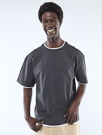 Camiseta efecto 2 en 1 de manga corta