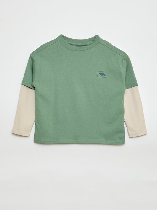 Camiseta efecto 2 en 1 de manga larga - Kiabi