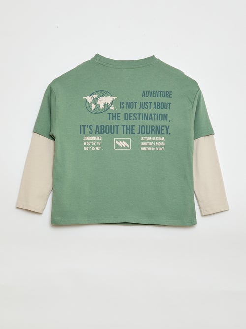 Camiseta efecto 2 en 1 de manga larga - Kiabi