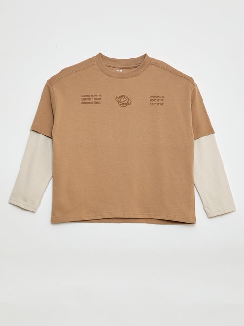 Camiseta efecto 2 en 1 de manga larga - Kiabi