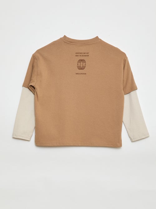 Camiseta efecto 2 en 1 de manga larga - Kiabi