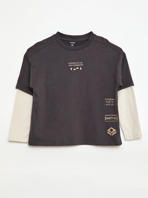 Camiseta efecto 2 en 1 de manga larga - Kiabi