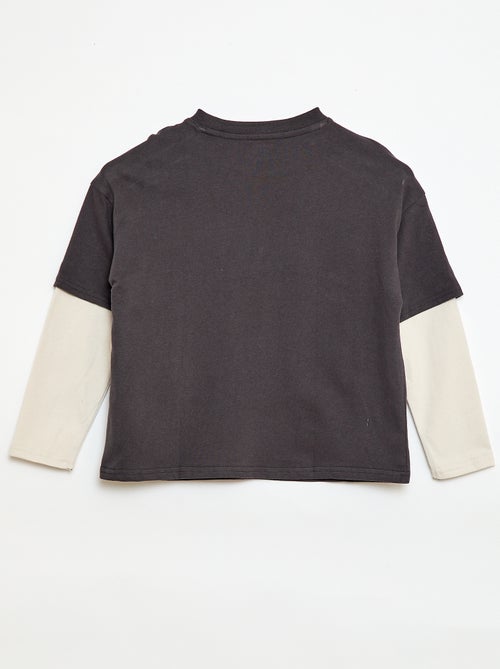 Camiseta efecto 2 en 1 de manga larga - Kiabi