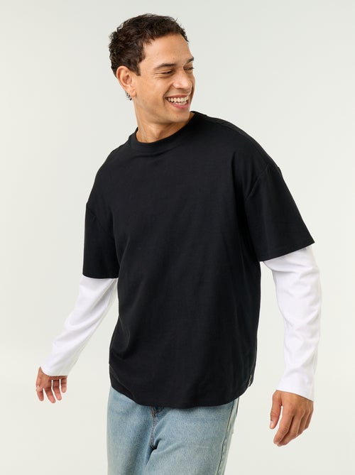 Camiseta efecto 2 en 1 de manga larga - Kiabi
