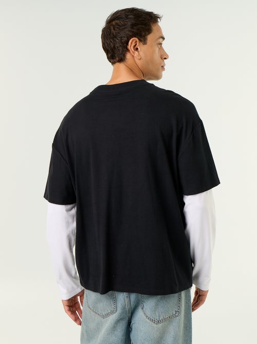 Camiseta efecto 2 en 1 de manga larga - Kiabi