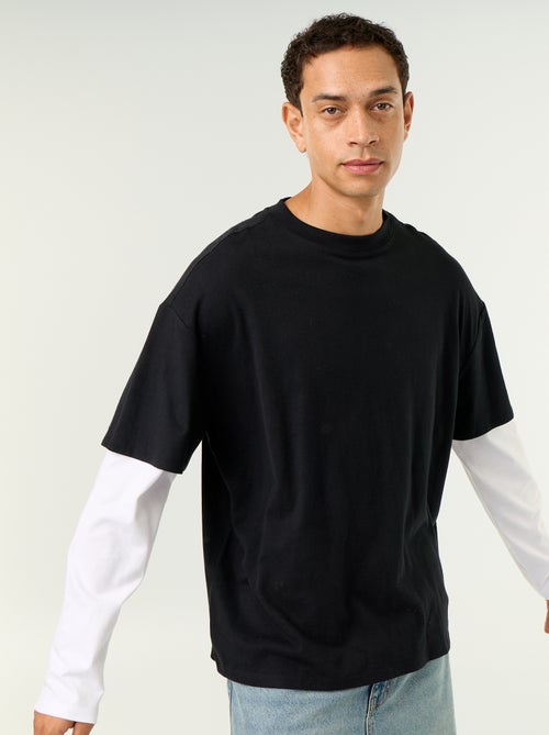 Camiseta efecto 2 en 1 de manga larga - Kiabi