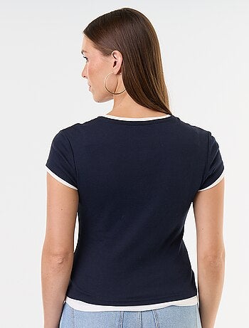 Camiseta efecto 2 en 1 manga corta