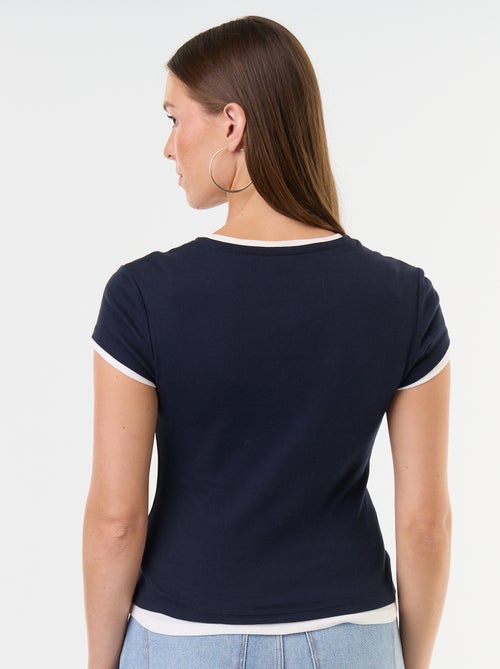 Camiseta efecto 2 en 1 manga corta - Kiabi