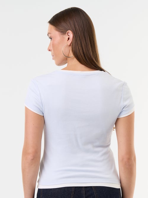 Camiseta efecto 2 en 1 manga corta - Kiabi Camiseta efecto 2 en 1 manga corta - Kiabi