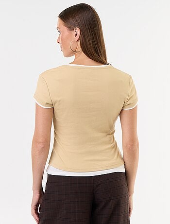 Camiseta efecto 2 en 1 manga corta