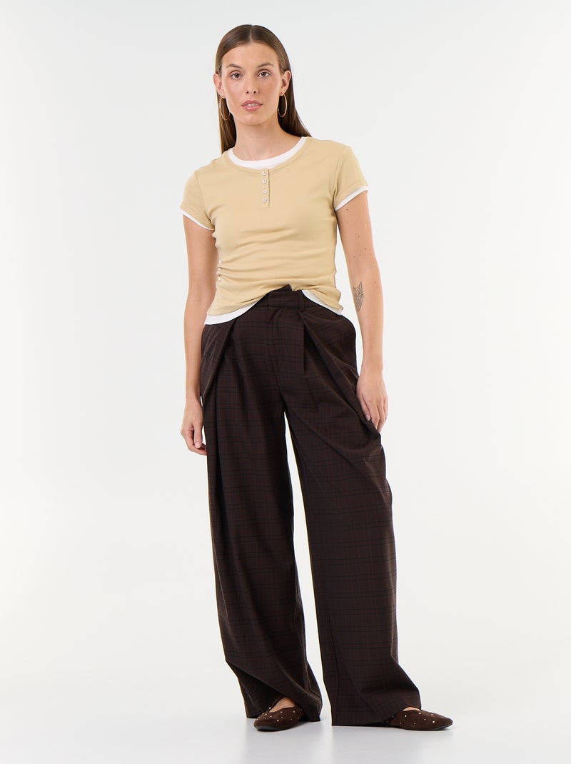 Camiseta efecto 2 en 1 manga corta Beige - Kiabi