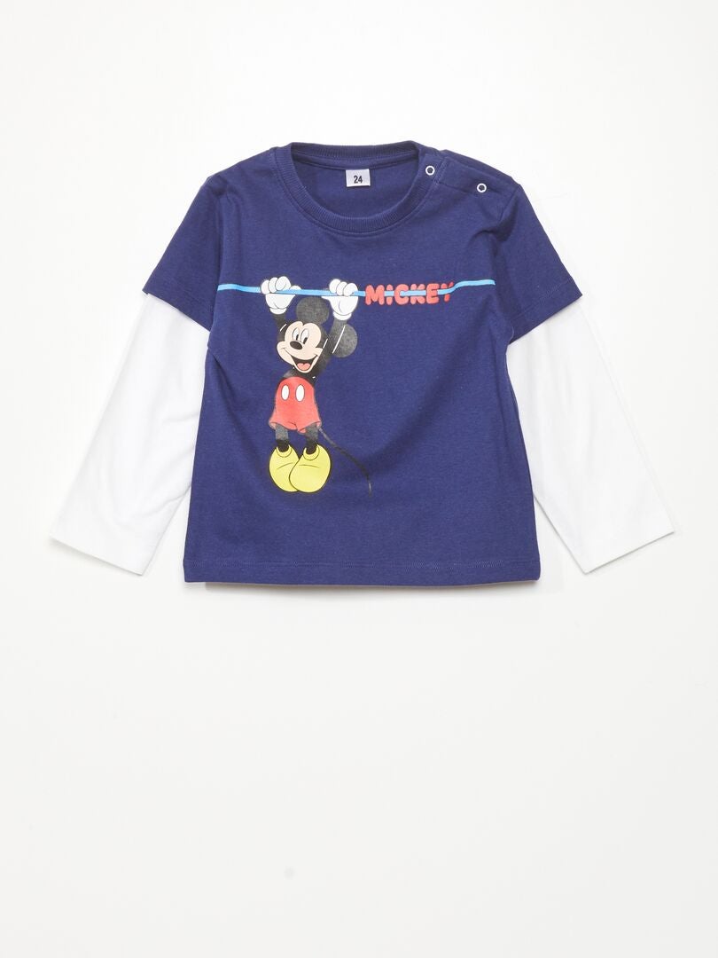Camiseta efecto 2 en 1 'Mickey Mouse' AZUL - Kiabi