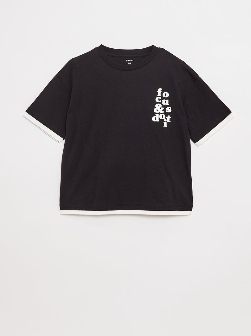 Camiseta efecto 2 en 1 negro - Kiabi