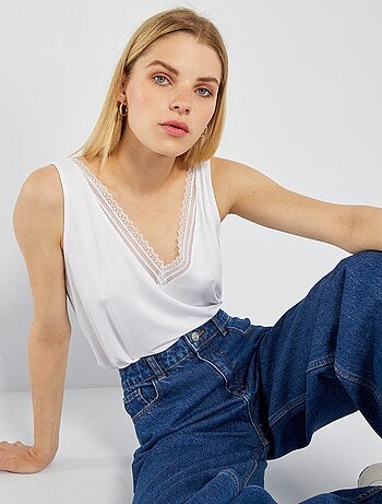 Camiseta elástica con encaje - Kiabi