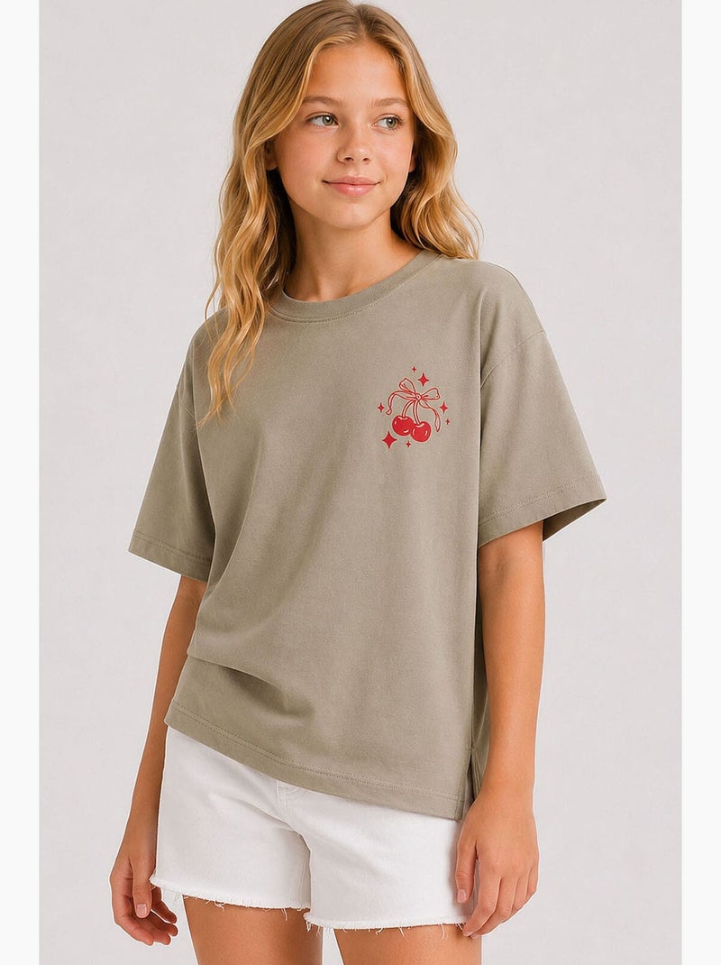 Camiseta elástica de algodón tommy Caqui - Kiabi