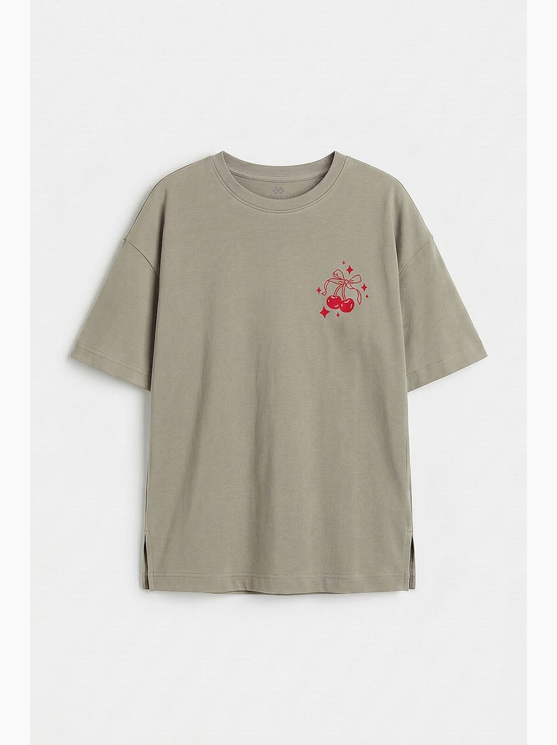 Camiseta elástica de algodón tommy Caqui - Kiabi