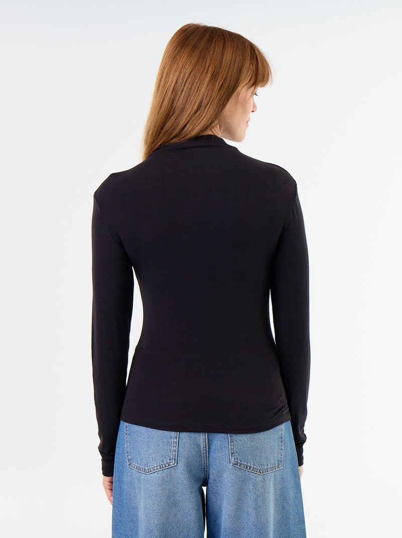 Camiseta elástica de cuello alto Negro - Kiabi