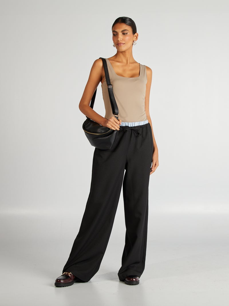 Camiseta elástica de cuello cuadrado BEIGE - Kiabi