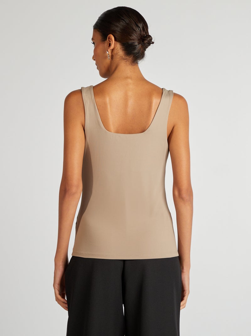 Camiseta elástica de cuello cuadrado BEIGE - Kiabi