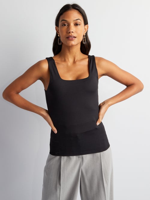 Camiseta elástica de cuello cuadrado - Kiabi Camiseta elástica de cuello cuadrado - Kiabi