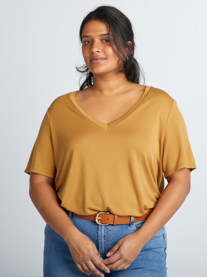 Camiseta elástica de manga corta AMARILLO - Kiabi