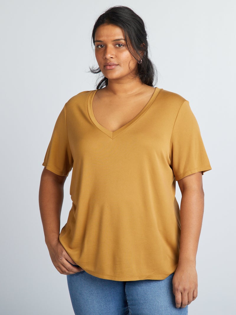 Camiseta elástica de manga corta AMARILLO - Kiabi