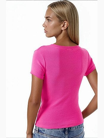 Camiseta elástica de manga corta con cuello en v busem