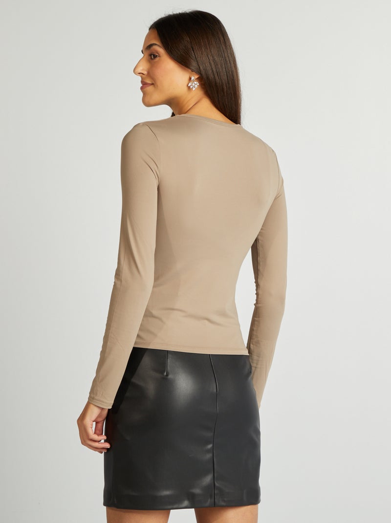 Camiseta elástica de manga larga BEIGE - Kiabi