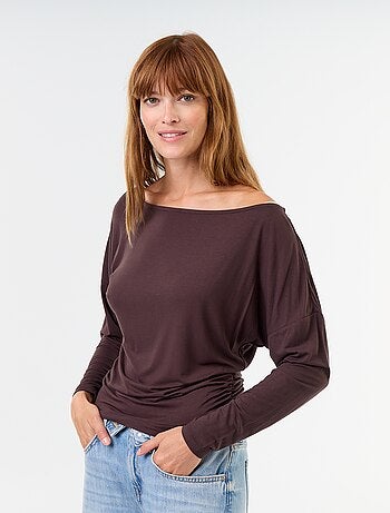 Camiseta elástica de manga larga con elástico en los laterales