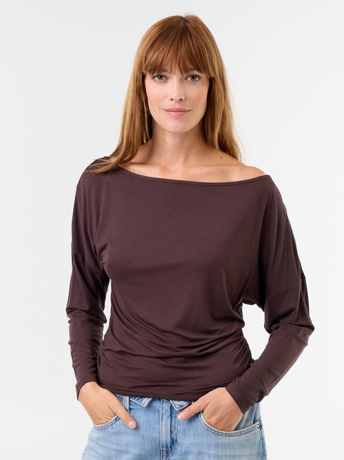 Camiseta elástica de manga larga con elástico en los laterales - Kiabi