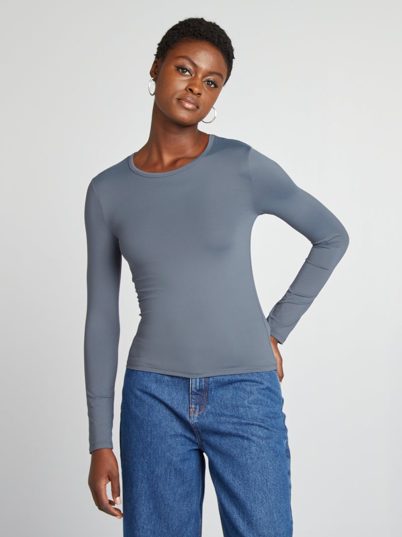 Camiseta elástica de manga larga GRIS - Kiabi