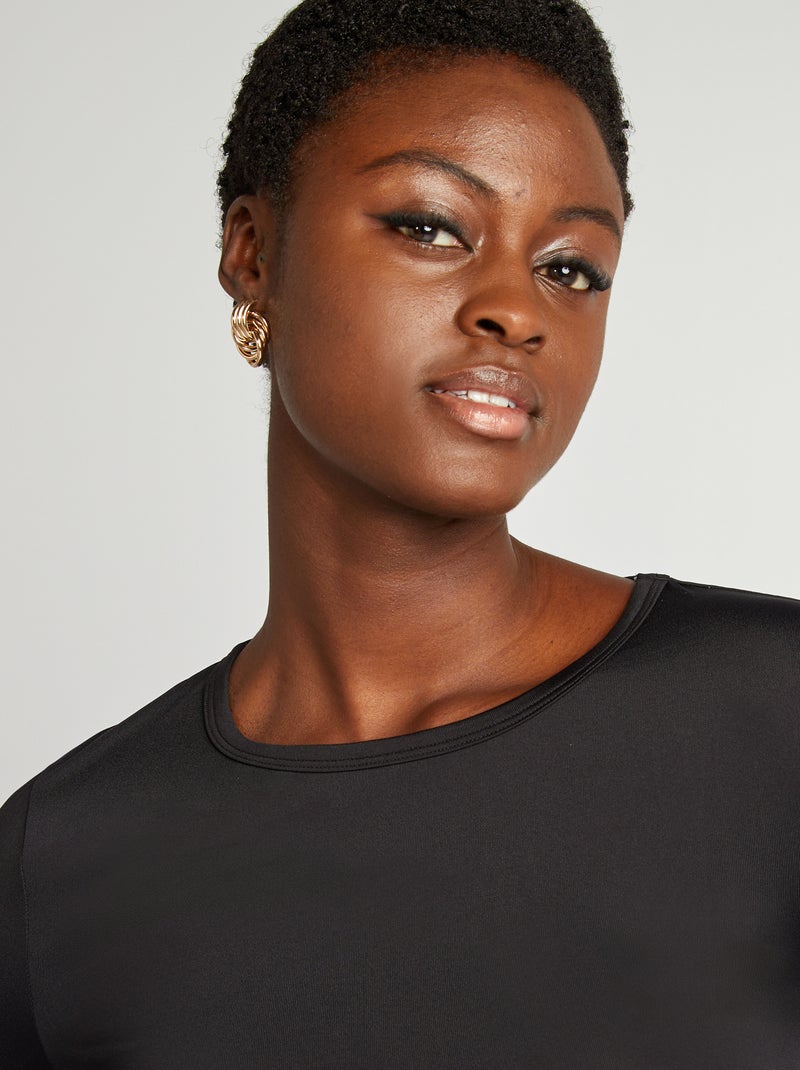 Camiseta elástica de manga larga negro - Kiabi