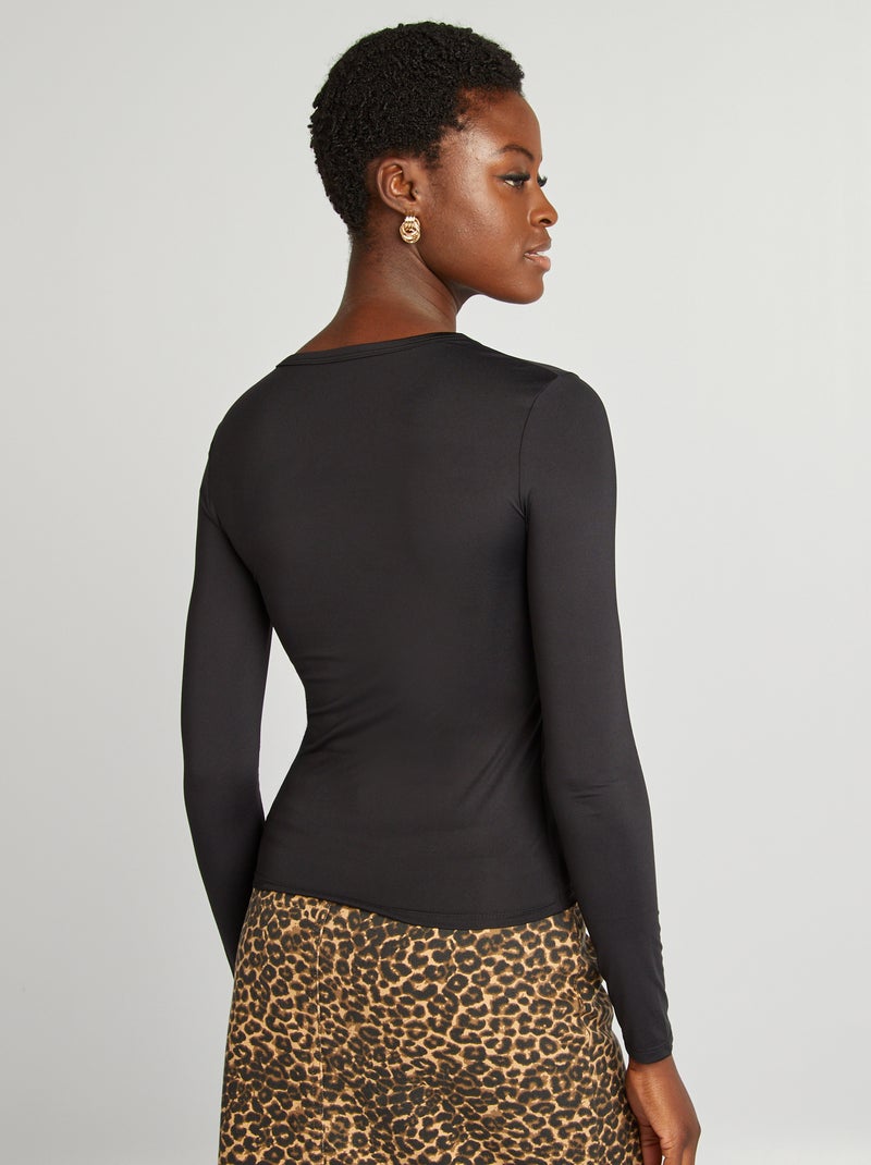 Camiseta elástica de manga larga negro - Kiabi