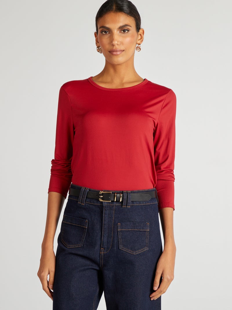 Camiseta elástica de manga larga ROJO - Kiabi