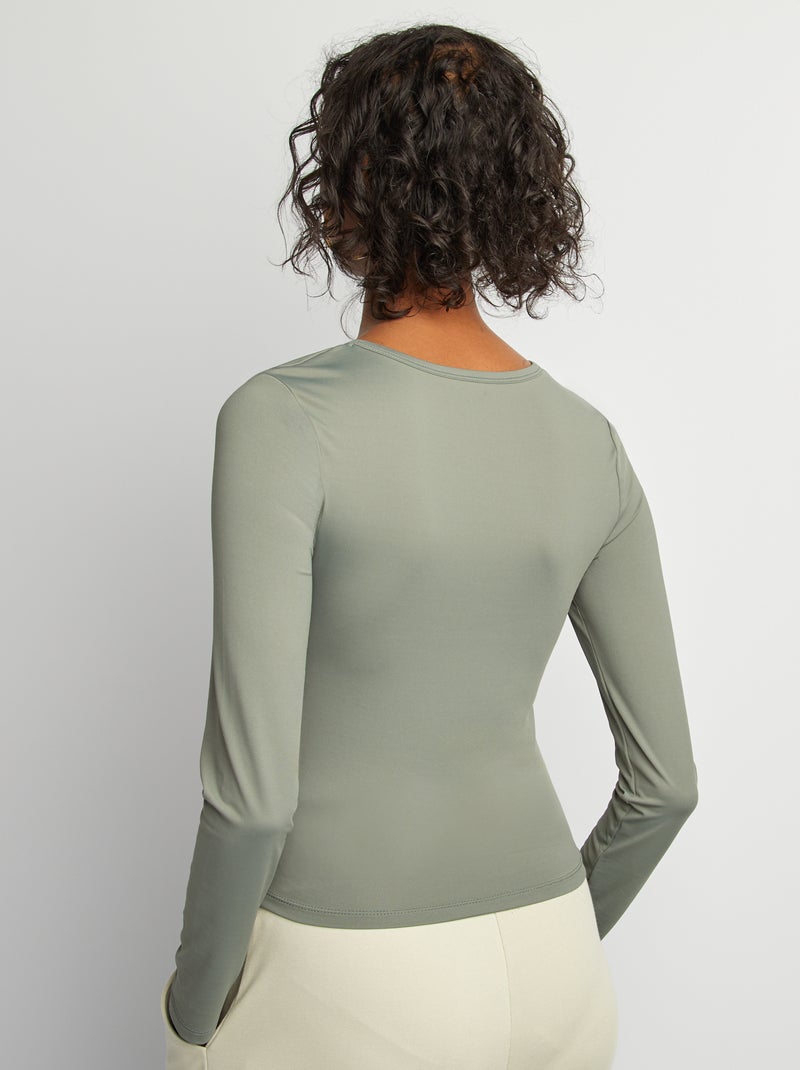 Camiseta elástica de manga larga VERDE - Kiabi